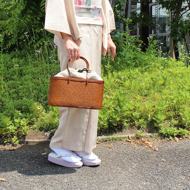 きもの 和 かごバッグ 大きめ 和小物さくら 高級 竹 籠バッグ 無地