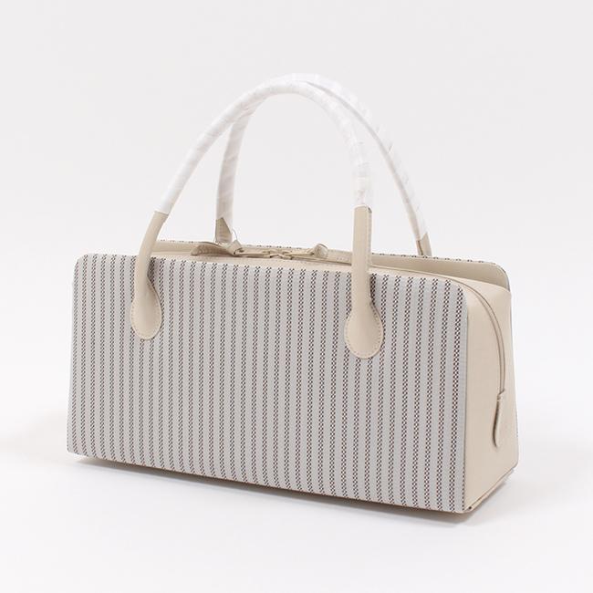 きもの 和 利休バッグ 和小物さくら 正絹 縞模様 グレー×ベージュ