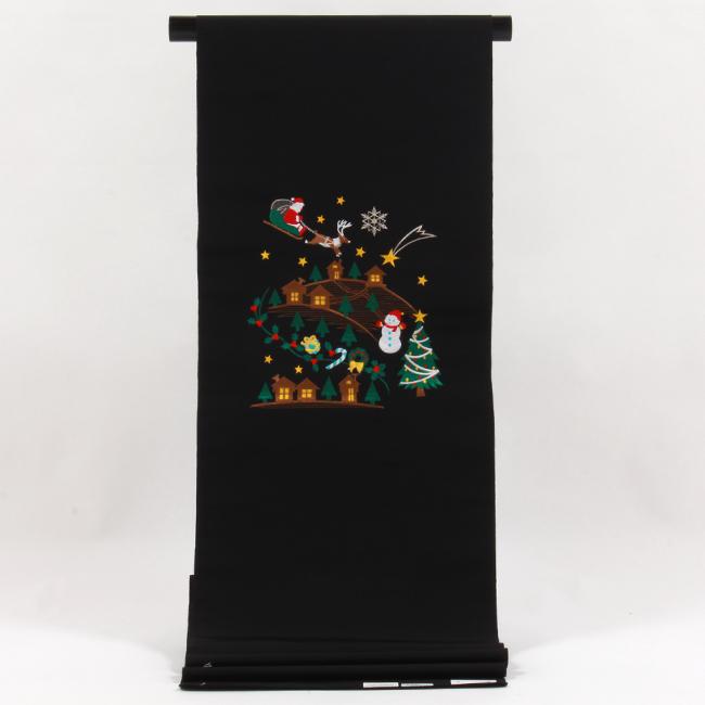 きもの 和 名古屋帯 九寸 正絹 西陣織 刺繍 サンタクロース ソリに乗る