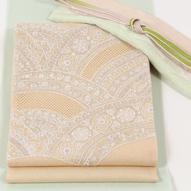 No.51刺繍訪問着【蘇州&汕頭刺繍】 ピンク地に桜 吉永小百合着用柄美品