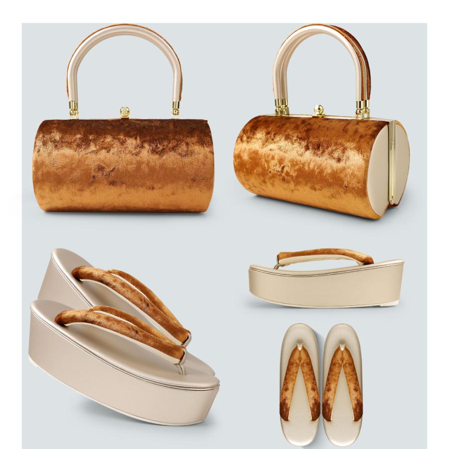 NISHIORI 振袖向き 草履バッグ 2点セット 美しい光沢 ベロア生地