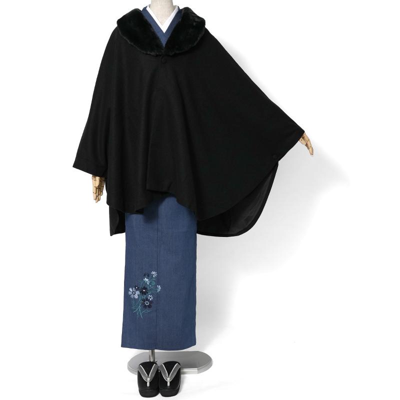 ケープ コート JAPAN MODE 黒 無地 ファー シンプル モノトーン