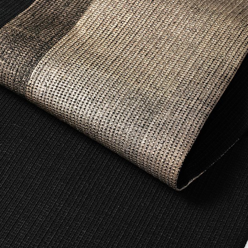 誉田屋源兵衛 名古屋帯 箔重ね 金箔 黒 幾何学模様 正絹 夏帯 仕立て