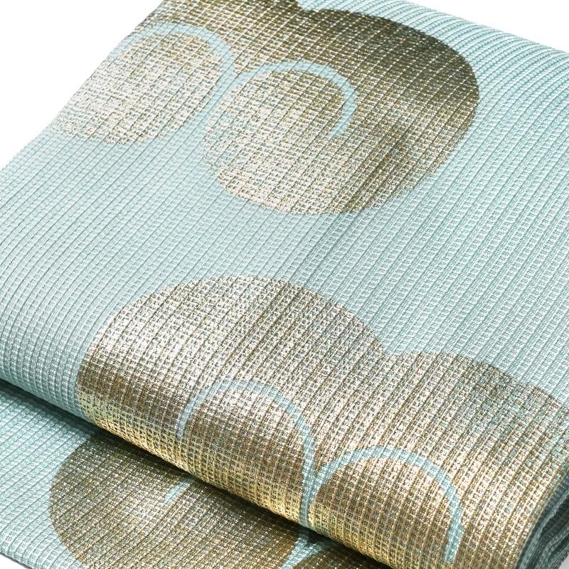 誉田屋源兵衛 名古屋帯 浮雲 水色 正絹 縁起物 夏着物 仕立て上がり