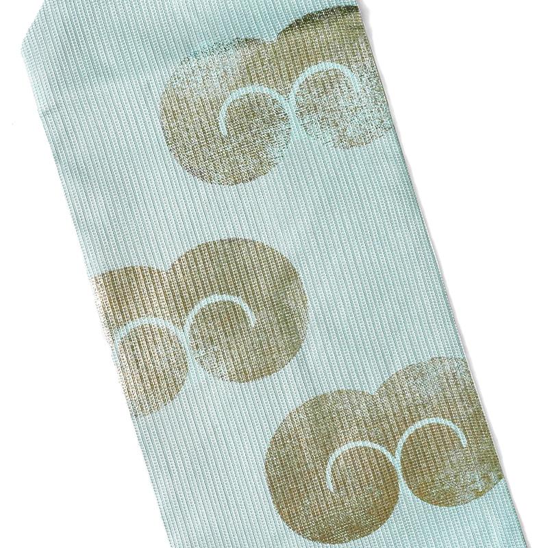 誉田屋源兵衛 名古屋帯 浮雲 水色 正絹 縁起物 夏着物 仕立て上がり