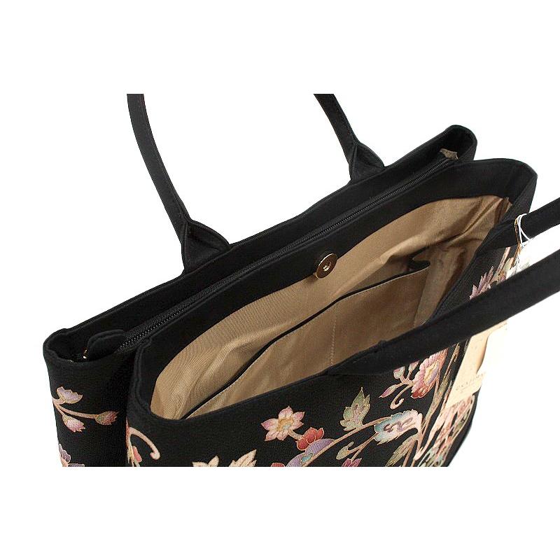 岡重 バッグ OKAJIMA 黒 ブラック 象 花唐草 京友禅 トートバッグ 上品