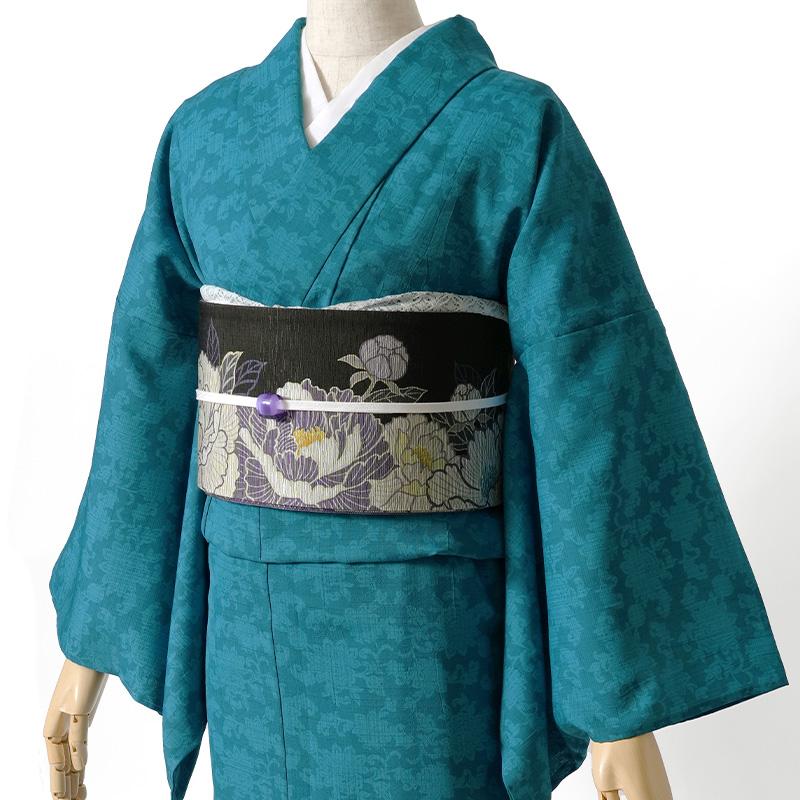 着物 セオアルファ 単衣 JAPAN MODE 花唐草 更紗 ターコイズ 青緑
