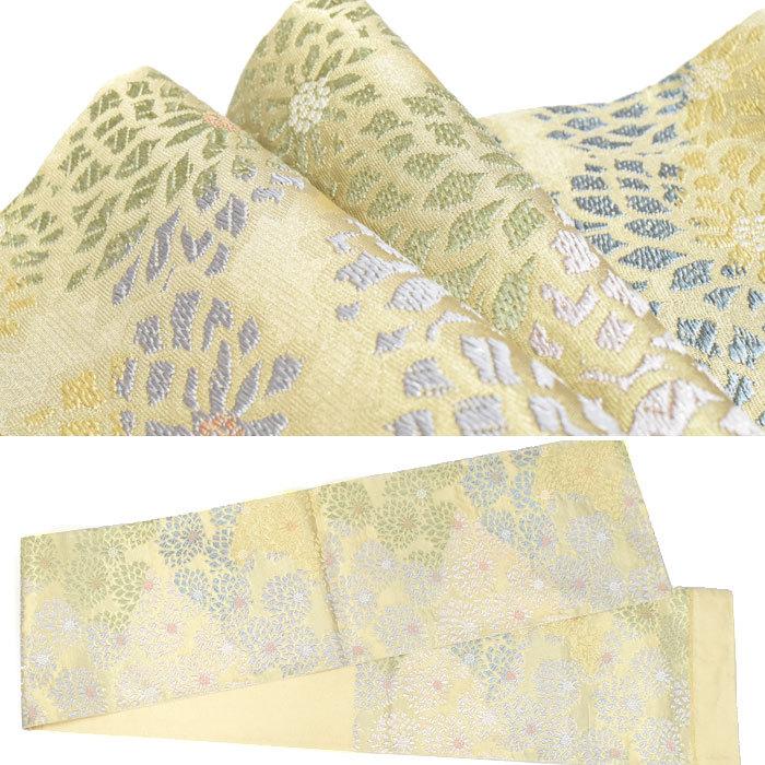 袋帯 西陣織 シャンパンゴールド 淡いくすみ金 丸菊 12997 六通柄 お