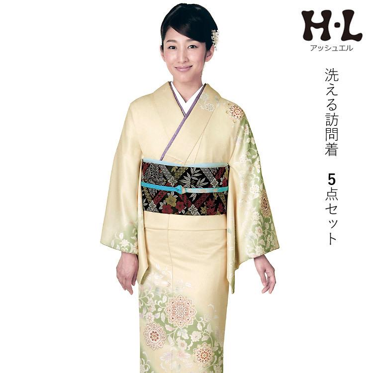 H.L（アッシュ・エル） 訪問着 5点セット 洗える クリーム地 華紋唐草