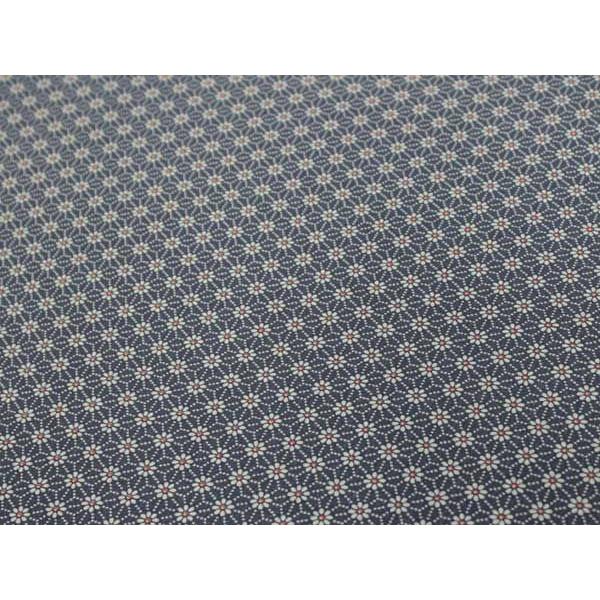 小紋 正絹 反物】着物 反物のみ 藍色地麻の葉繋ぎ小花柄 送料無料