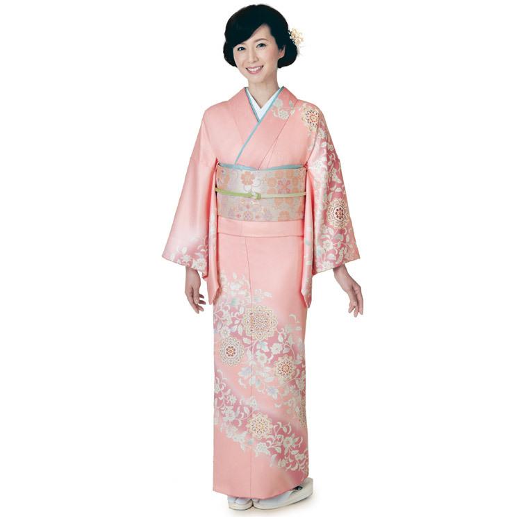 H.L（アッシュ・エル） 訪問着 5点セット 洗える ピンク地 華紋唐草柄