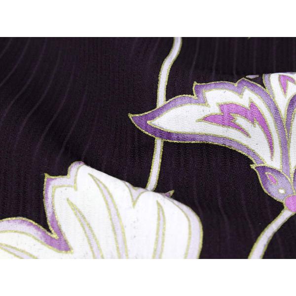 着物 反物 正絹 小紋 濃紫 更紗花 フルオーダー お仕立て付き 手縫い