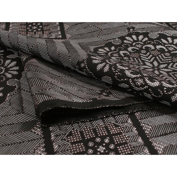 正絹 小紋 反物 大島紬 泥染 黒 龍郷 華紋 フルオーダー 仕立て付き