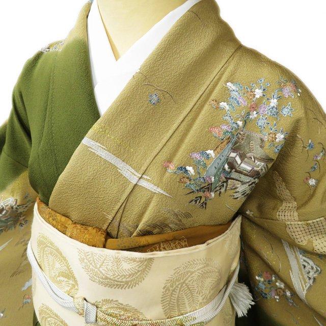 FINAL PRICE ／ 特選 訪問着 着物 中古 正絹 汕頭刺繍 スワトウ 風景