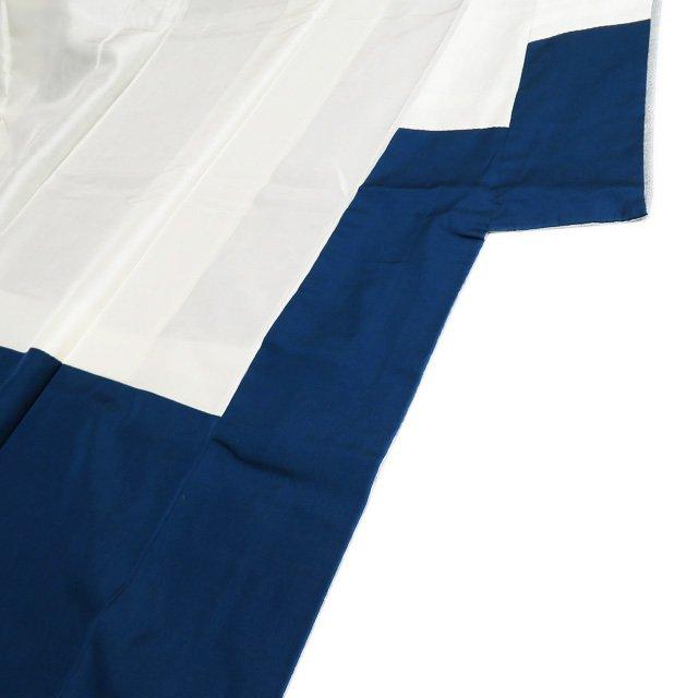 大島紬 着物 中古 正絹 袷 カジュアル 麻の葉模様 青系色 身丈164cm 裄