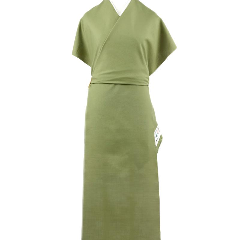 結城紬 紬 結城織物 正絹 緑 渋緑 カーキ 未仕立て 反物 茨城県結城