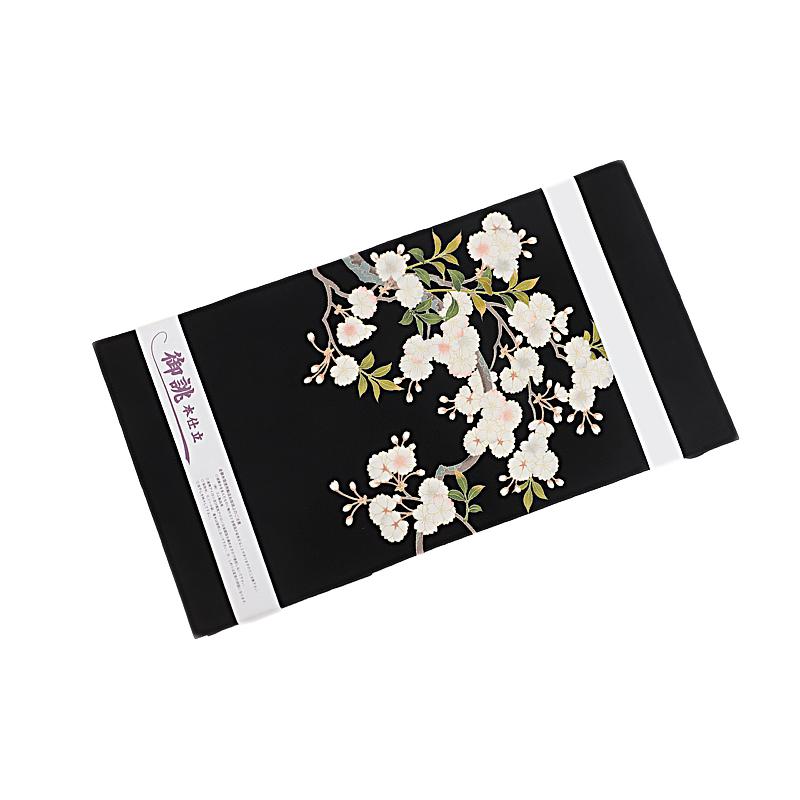 名古屋帯 正絹 友禅染 黒地 花 桜 桜の木 秀美 和柄 シック 新品