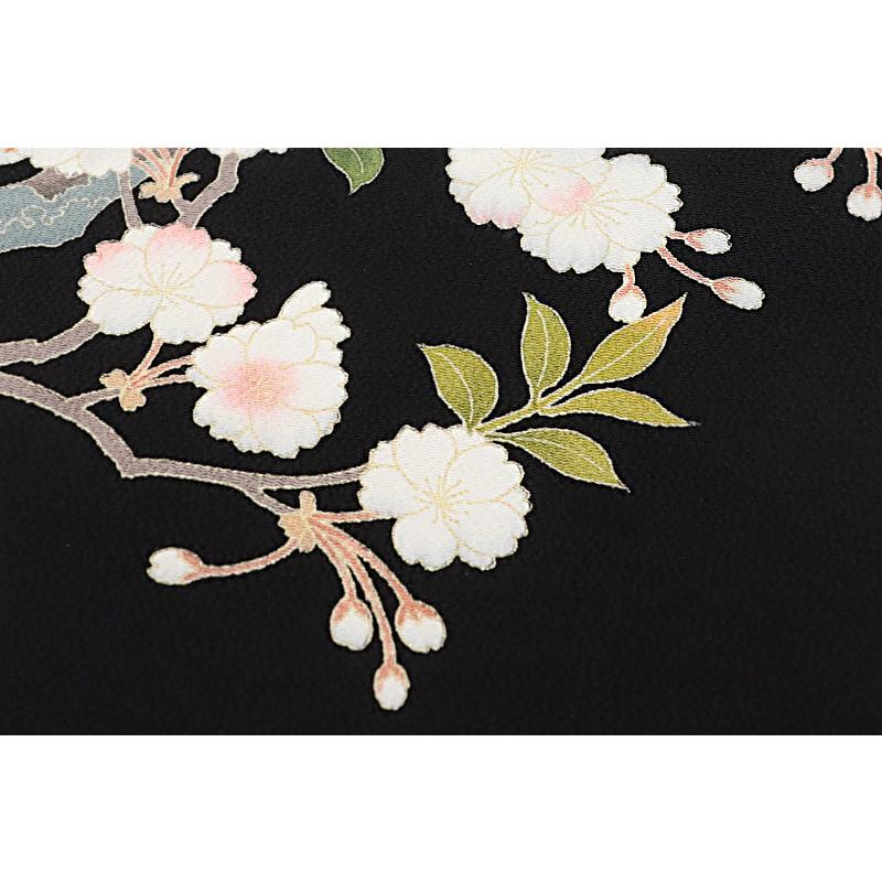 名古屋帯 正絹 友禅染 黒地 花 桜 桜の木 秀美 和柄 シック 新品