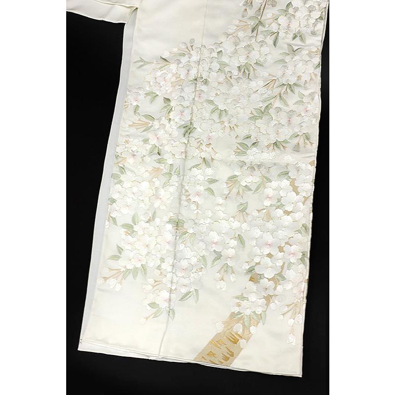 訪問着 手刺繍 総刺繍 正絹 桜 桜枝 駒羽二重 最高級丹後ちりめん 仮絵