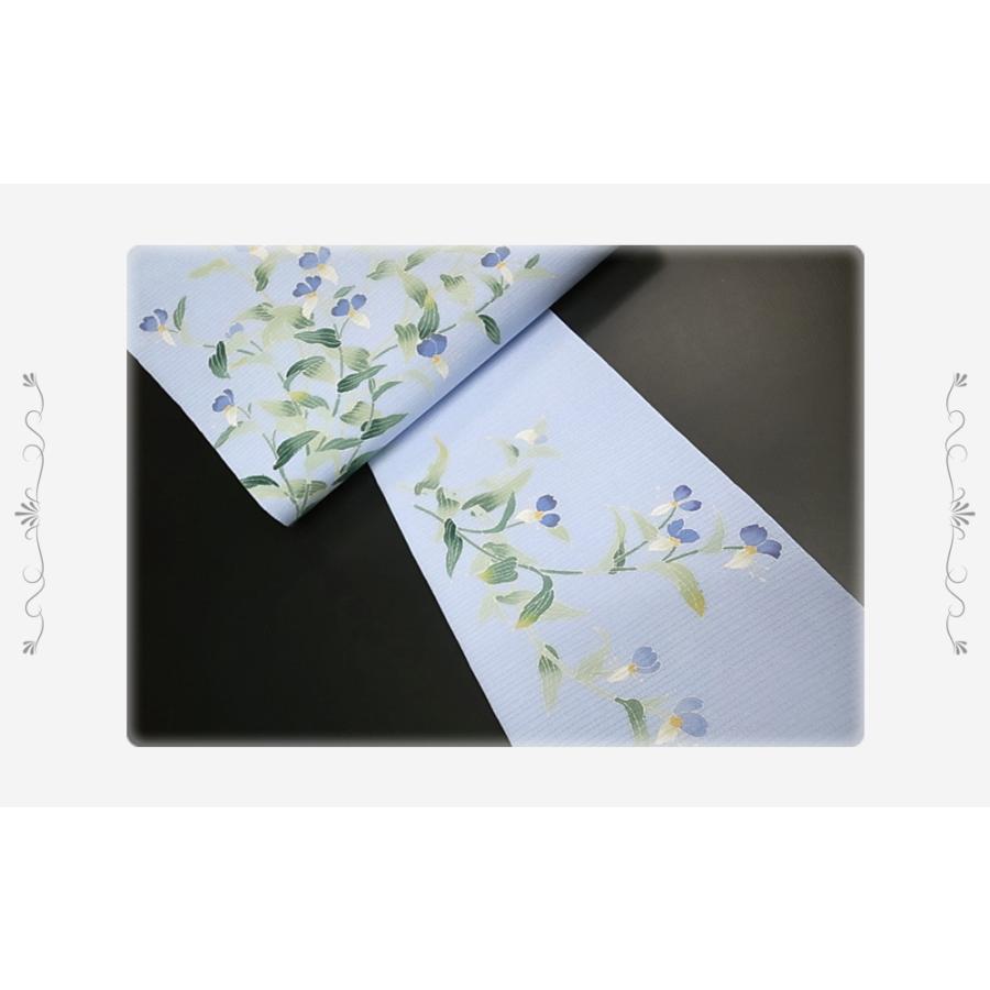 名古屋帯 夏物 カジュアル 十日町友禅 秀美 未仕立て 正絹 絽塩瀬 染帯