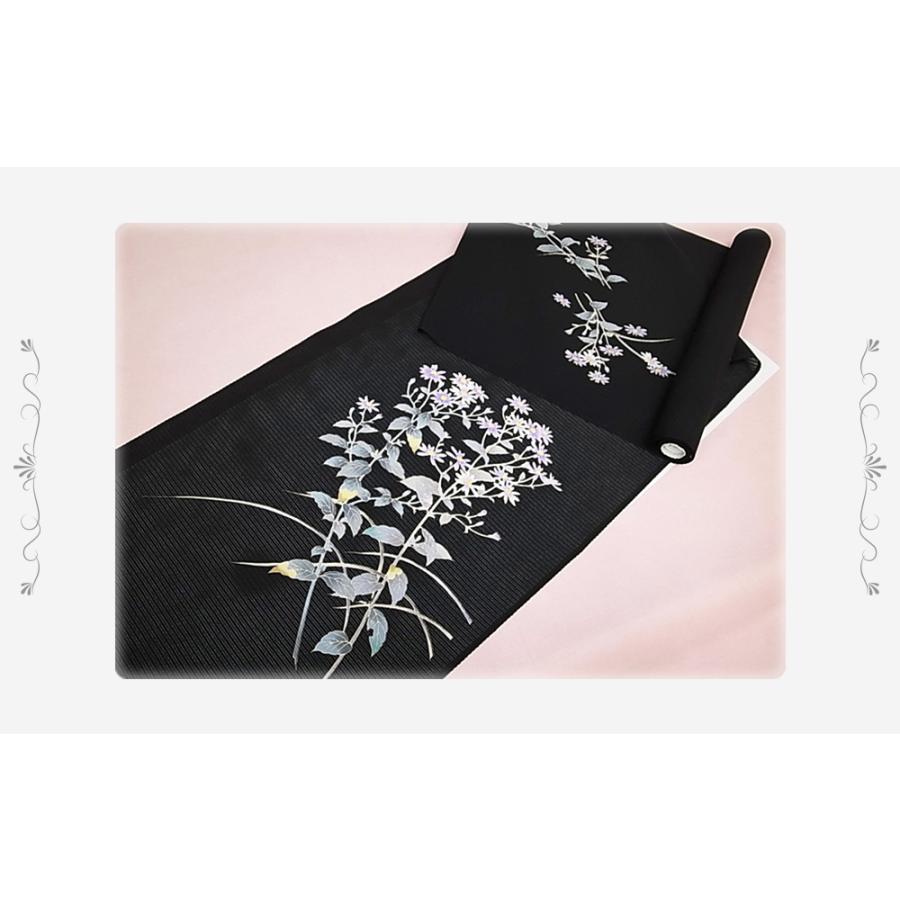 名古屋帯 夏物 カジュアル 十日町友禅 秀美 都忘れ 絽塩瀬 正絹 新品