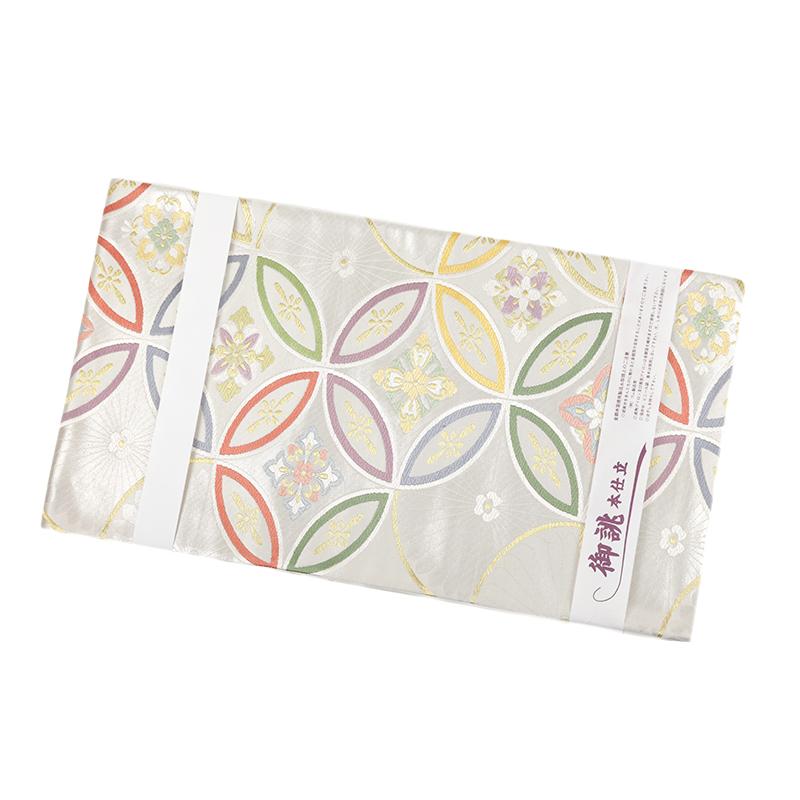 袋帯 銀 唐織 白寿苑 美しいキモノ掲載 七宝繋ぎ 花菱 仕立て上がり