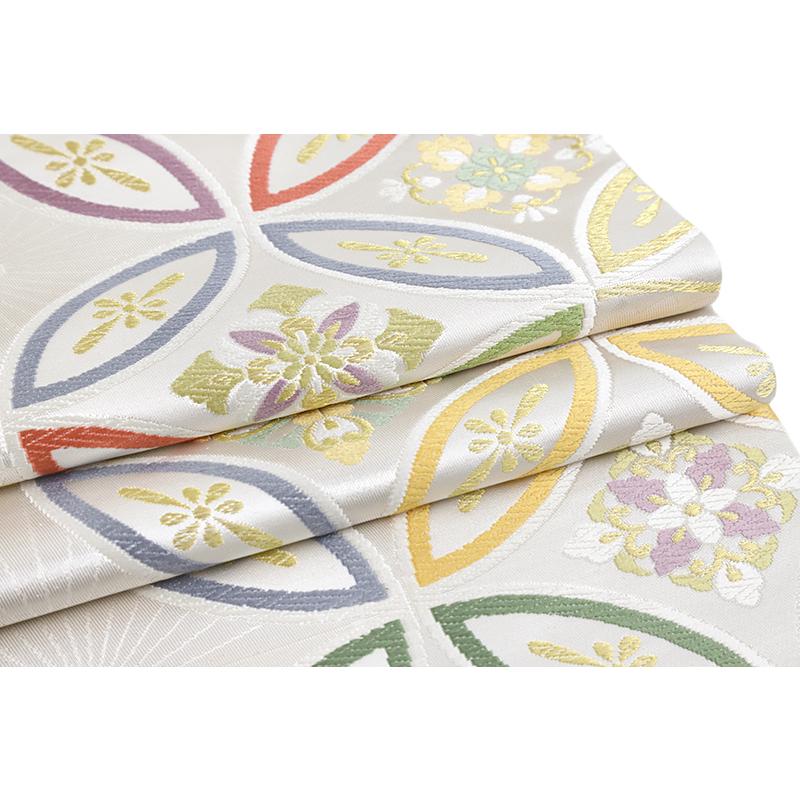 袋帯 銀 唐織 白寿苑 美しいキモノ掲載 七宝繋ぎ 花菱 仕立て上がり