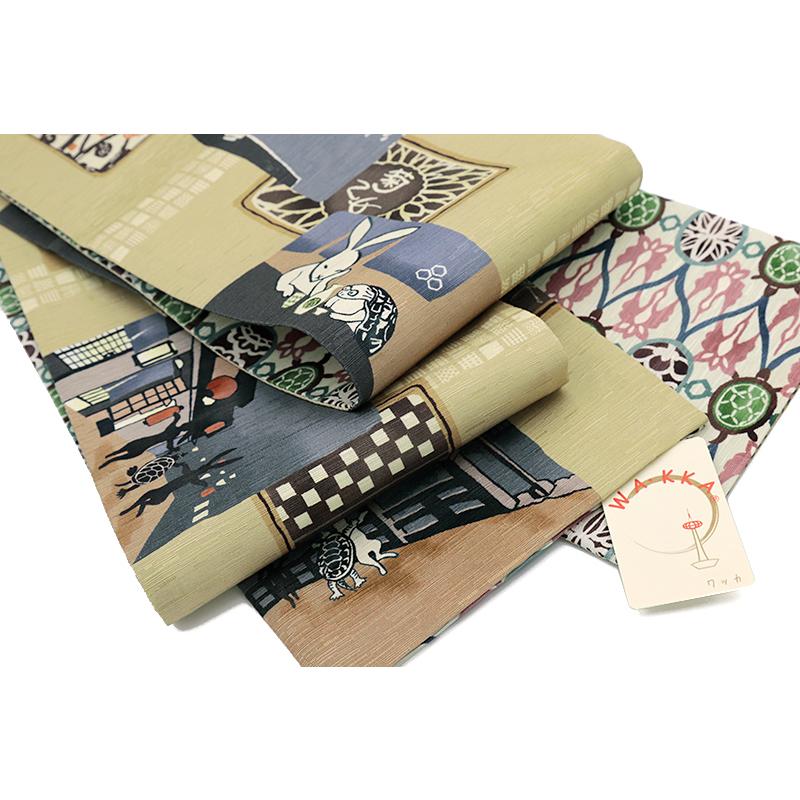 半幅帯 WA・KKA WAKKA ワッカ 「はしご酒」 リバーシブル 正絹