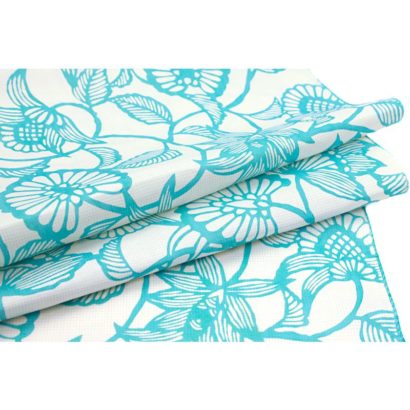 本場大島紬 大島紬 反物 江戸紅型 紅型染 紬 縞大島紬 白地 水色 青