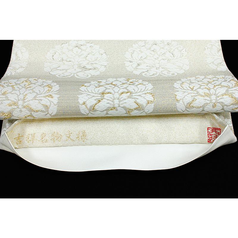 袋帯 正絹 唐織 西陣織 新品 白地 華文 横段 金銀糸 西陣 大光 礼装用