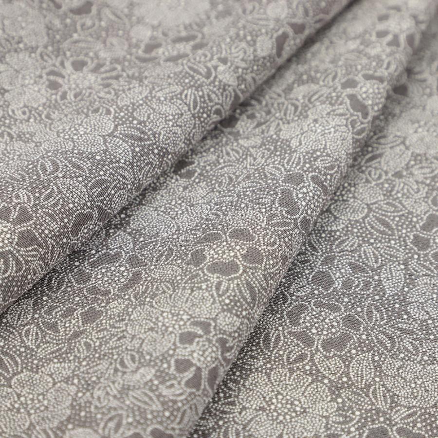 中古 江戸小紋 着物 リサイクル東京染小紋 正絹 灰色 墨黒 桜 花