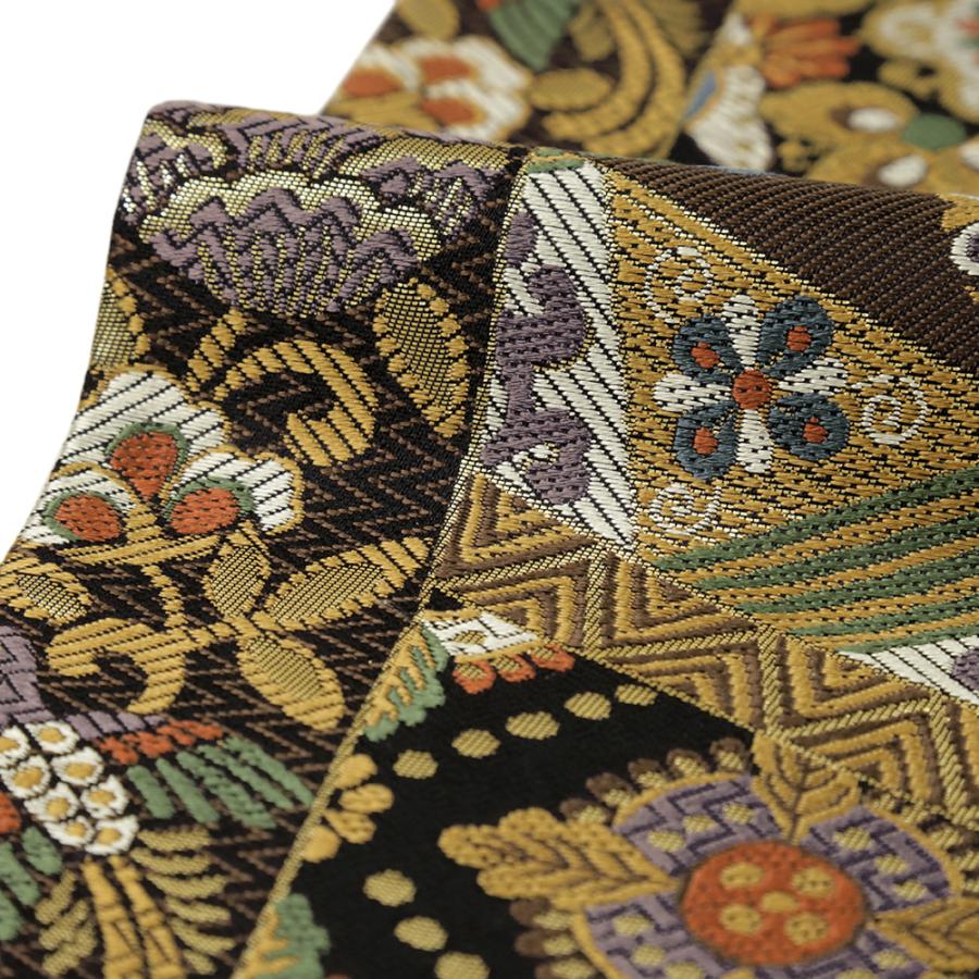 袋帯 黒 フォーマル 礼装用 華紋 花唐草 鳳凰 鳥 唐織 西陣織 正絹