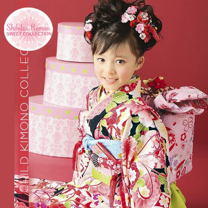 レンタル 七五三 女の子 7歳 式部浪漫 四つ身着物セット フルセット 桜