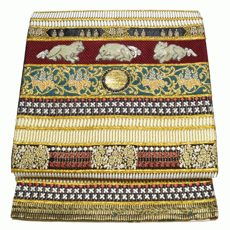 袋帯 帯匠誉田屋 謹製 金糸 誉文彫金 螺鈿 誉田屋源兵衛 送料無料 中古