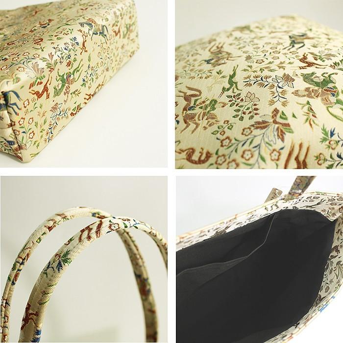 川島織物 バッグ 長手提げ 重宝裂 狩猟紋錦 正絹 和装 お稽古 着物