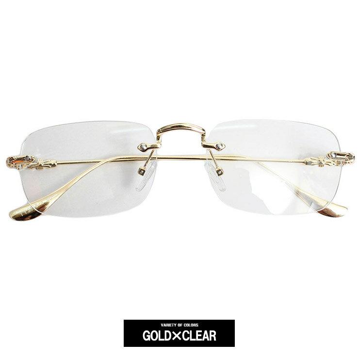 リムレスメガネ 縁なし 紫外線 UVカット クリア レンズ メンズ