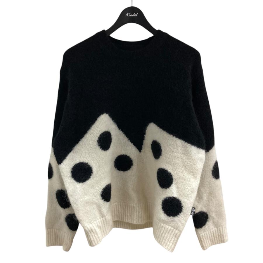 STUSSY（ステューシー） モヘアニット ブラック×ホワイト サイズ：M