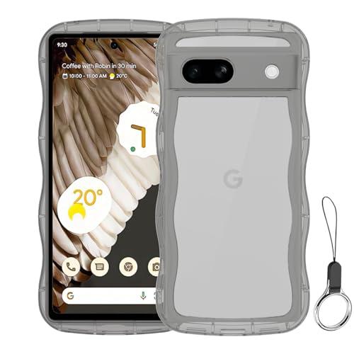 Google Pixel 6A ケース クリアブラック ウェーブ ピクセル TPU波状の