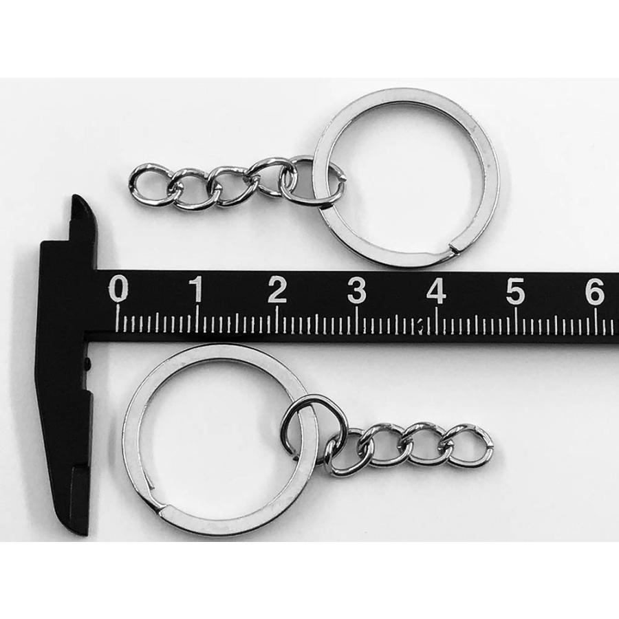 平 キーリング 25mm シルバー 50個 丸カン チェーン付き 銀色 二重