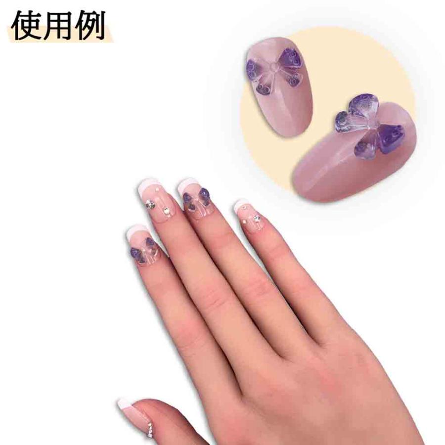 ネイルパーツ リボン 11mm 紫 混色 蓄光 グラデーション 50個 透明