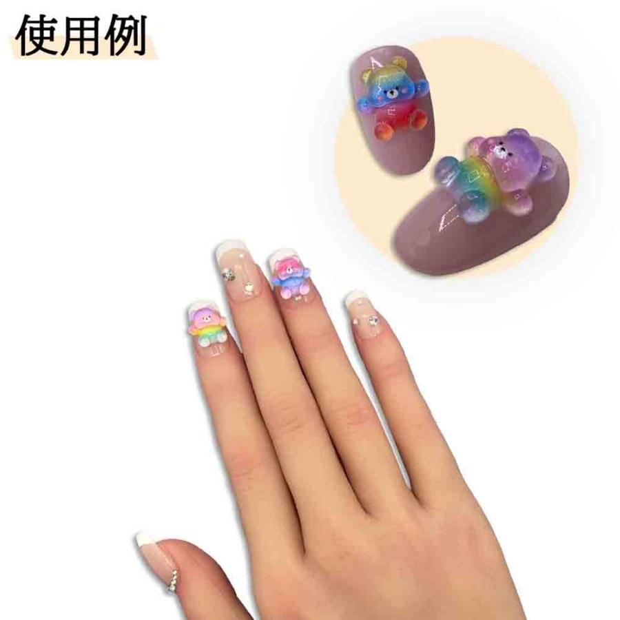 ネイルパーツ クマ 動物 カラフル 12mm ぷっくり 虹色 100個