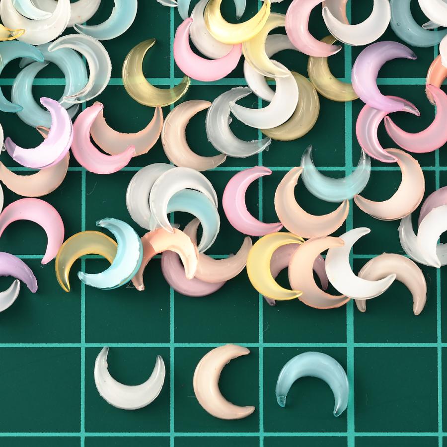 ネイルパーツ 月 8mm ミックス 300個 3D クリア 三日月 レジン