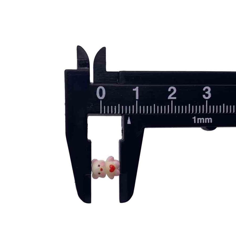 ネイルパーツ クマ 8mm アニマル ハート アイボリー 赤 50個