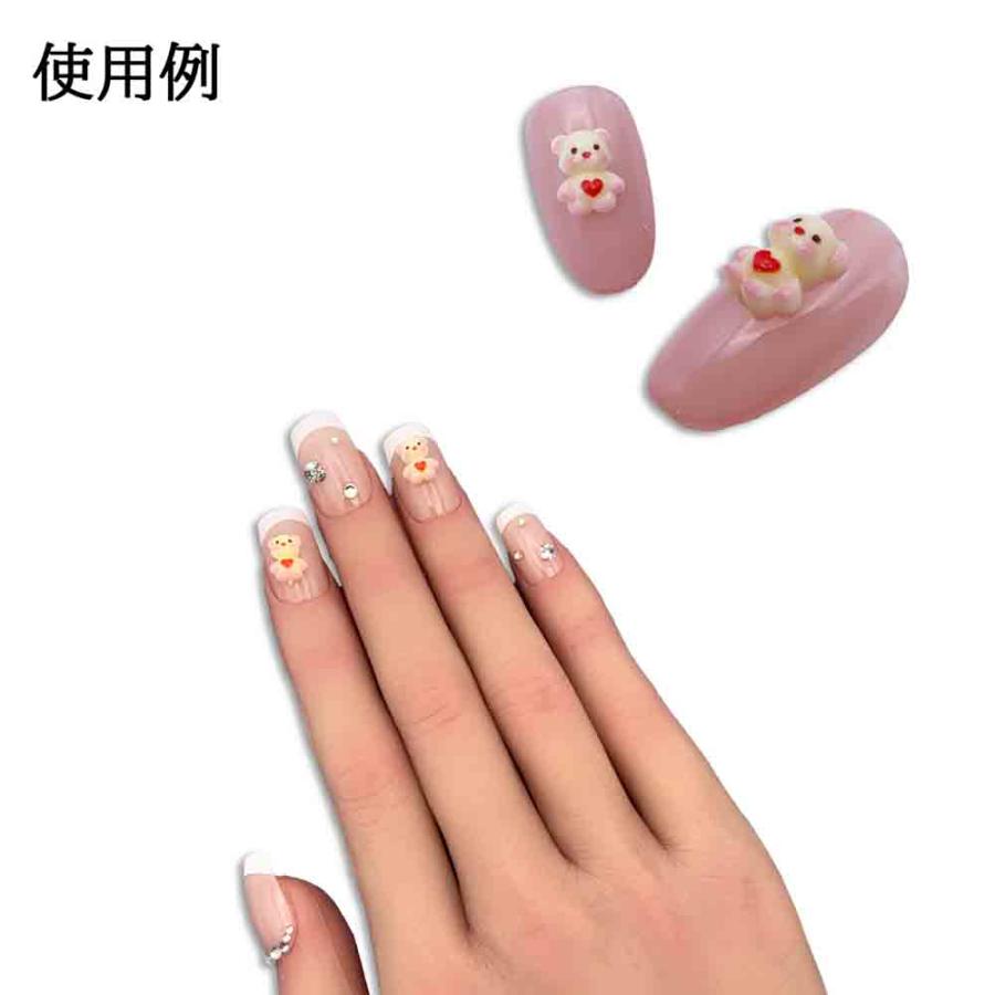 ネイルパーツ クマ 8mm アニマル ハート アイボリー 赤 50個