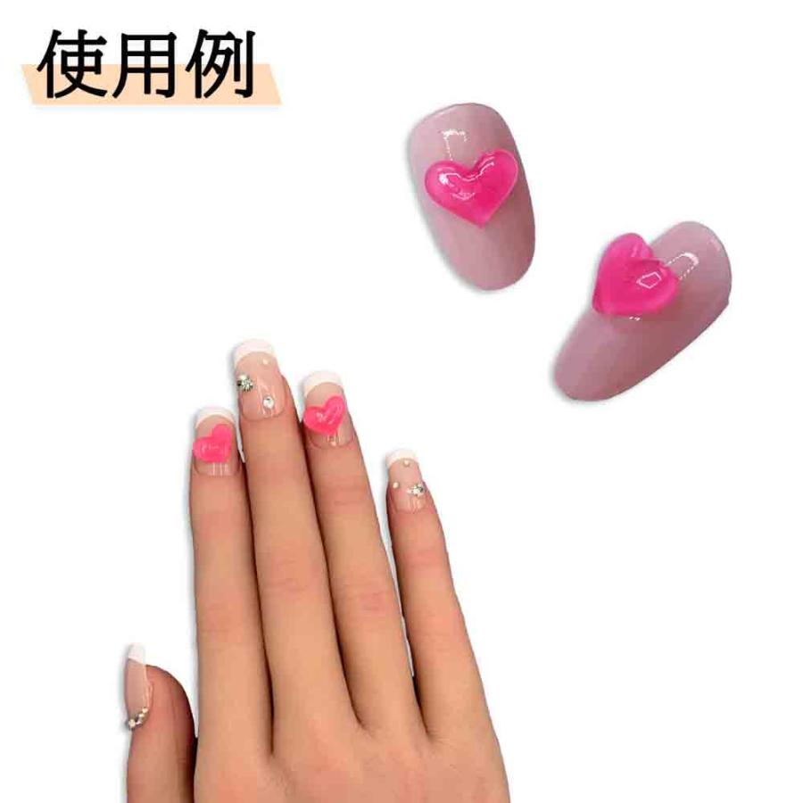 ネイルパーツ ハート ピンク 10mm ぷっくり 50個 大きめ クリア 3D