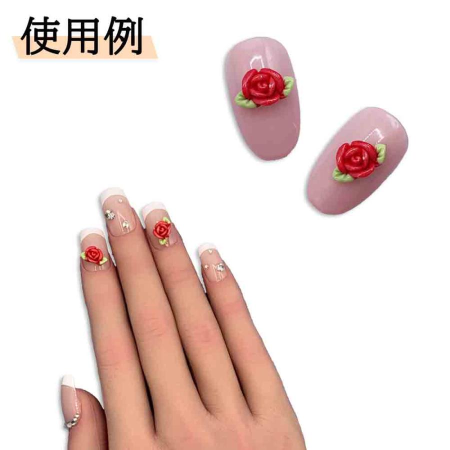 ネイルパーツ 花 10mm 赤 蓄光 フラワー 50個 ぷっくり 立体 3D