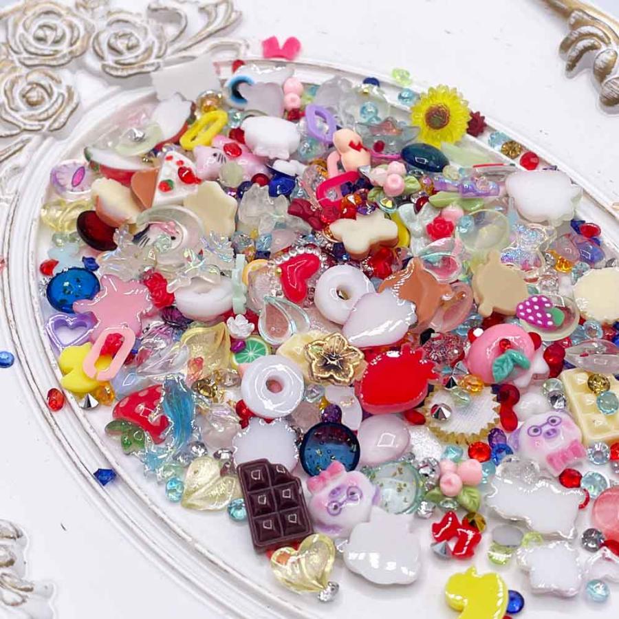 ネイルパーツ ハート 星 花 ミックス 30g 14ー2mm カラフル 混形