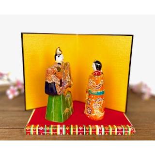 九谷焼 高級 陶磁器 雛人形 デコ盛 細描 5.5号 焼き塗装木箱台付