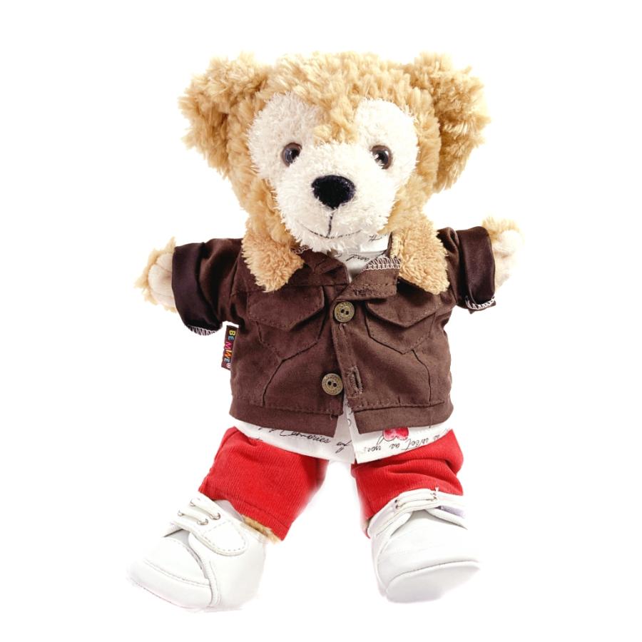 ぬいぐるみ服 上下セット 前あきシャツ 手書きプリント ハート 白