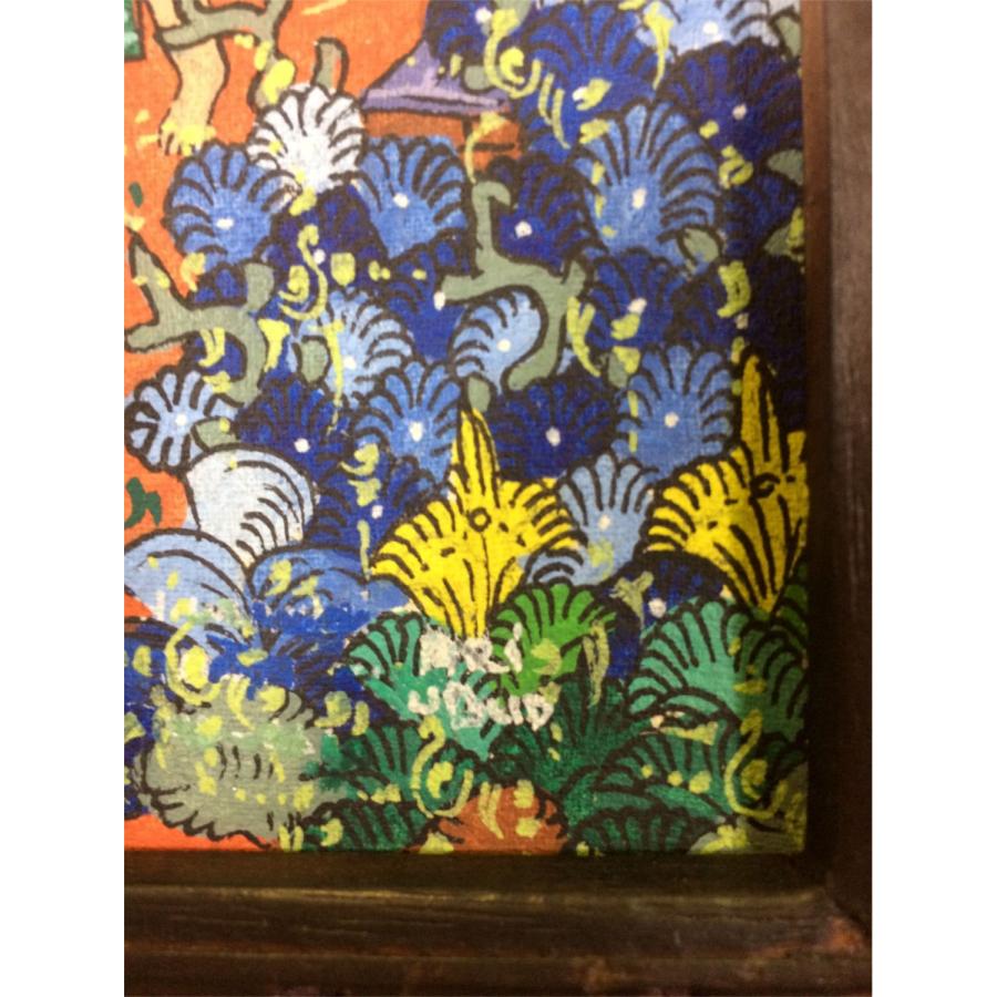 バリ絵画 バロンの祭列 B-1 ヤングアーティスト PUDAK 額付き 絵